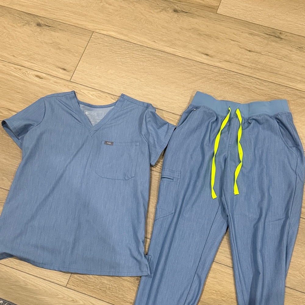 Figs denim blue set size small